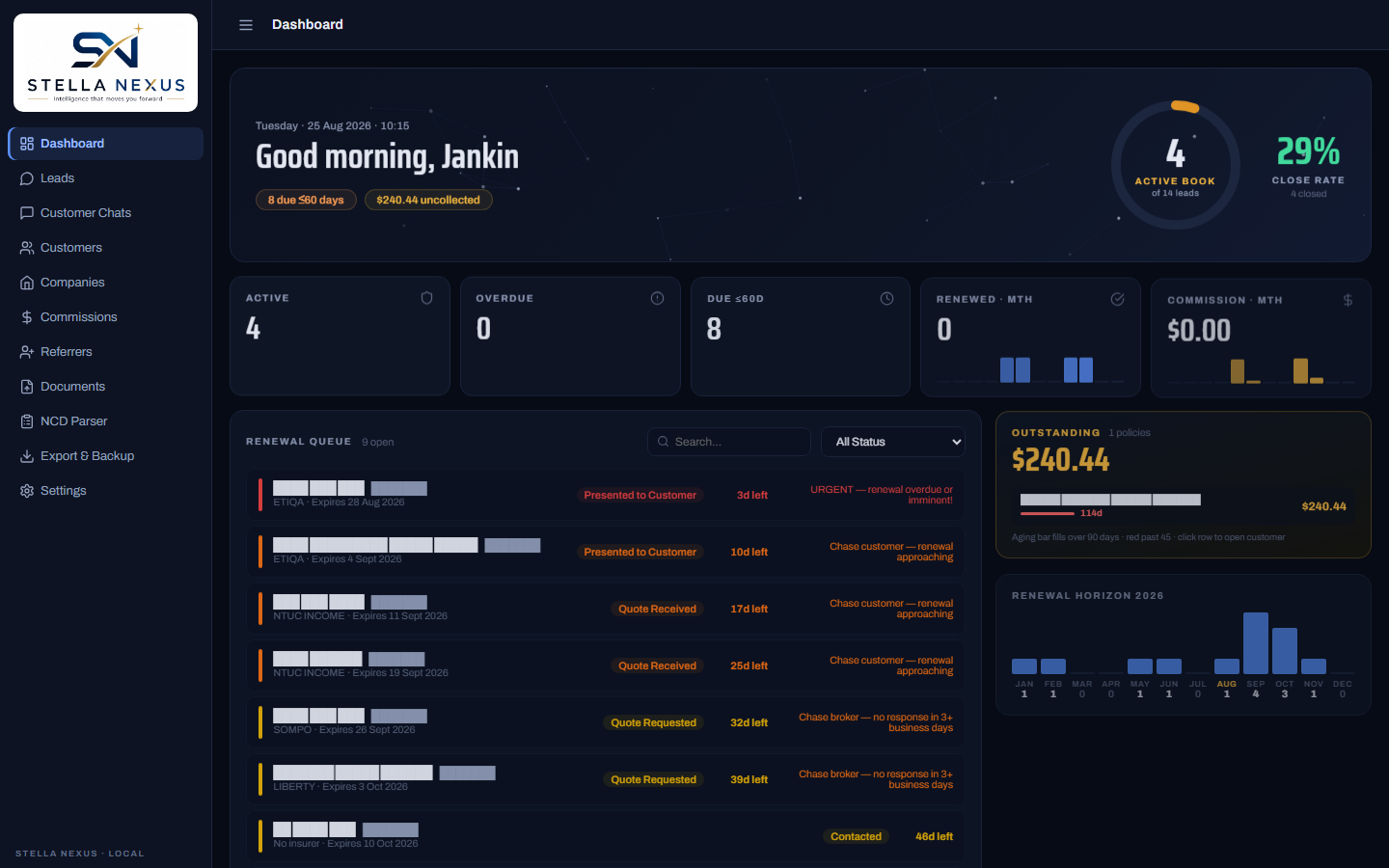MotorCRM customer and policy view